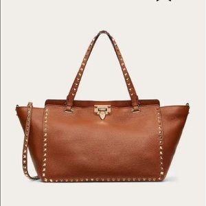 Valentino Rockstud Grainy Brown Calfskin Medium